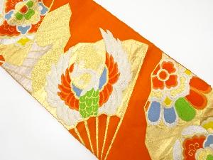 アンティーク　扇に鶴・華紋織り出し袋帯（材料）